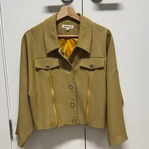 Stylish Yellow Plaid Women's Jacket
